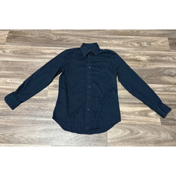 EXPRESS DESING STUDIO MODERN FIT MENS SHIRT LONG SLEEVE NAVY BLUE MEDIUM15-151/2 - Picture 1 of 8